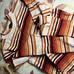 Forever 21 orange,brown and white stripe tight curve dress